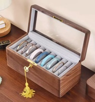 胡桃木手鐲收納盒  翡翠玉器展示收藏  防塵飾品收納