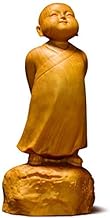 Boxwood Stand up Little Monk Buddha Statue,Wood Chinese Feng Shui Decor Figurine,Car,Home and Office Sculpture,Miniature Statues,Craft Ornament