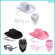 Alia Women Cowgirl Hat Sunglasses Scarf Bachelorette Party Costume Set Accessories