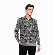 KEMEJA Heritage Royal Peach Men's Batik Shirt with Long Grey Serangkai (HAMAS 005 A)