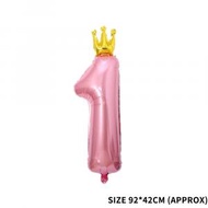 36吋粉色皇冠數字1氣球