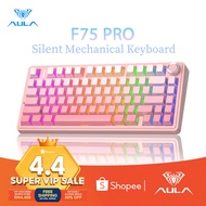 AULA F75 Pro Sillent Mechanical Keyboard 75% 80 Key Tri-Mode RGB Hot-swap Quiet Switch Office Essent