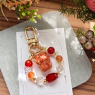 【珊瑚玉解憂獸×紅瑪瑙×金太陽小吊飾】平安健康沒煩惱