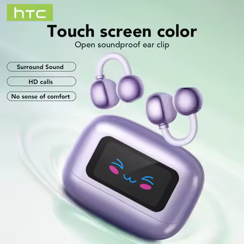 Bluetooth Auricles HTC NE54 True Wireless Earclip Earbuds Bluetooth 6.0 Touch Color Display HiFi Sou