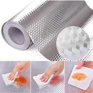 [PANDHY'S] Kitchen Backsplash Anti Oil Waterproof Aluminum Film Self Adhesive Oil Sticker Contact Paper Wallpaper Kitchen Stove Cabinet Wall Sticker 40CMx1M/3M/5M