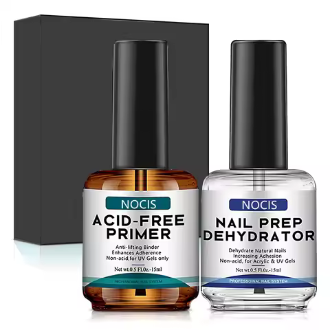 NOCIS Nail Dehydrator and Primer, Acid Free Natural Nail Prep Dehydrate & Bond Primer Kit, Acrylic N