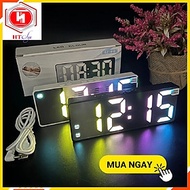 Đồng Hồ Led, Đồng Hồ Để Bàn RGB, Có Báo Thức, Hiển Thị Thời Gian, Nhiệt Độ, Có Cảm Biến Ánh Sáng Tự