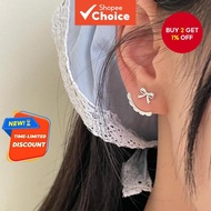 Ladies' Girls' Retro Fashion Silver Lace Bow Cute Earrings Jewelry Accessories