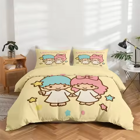 3-Piece High-Definition Digital Print Bedding Set with Cute Little Twin Stars Pattern, Large Floral 