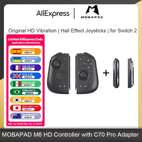 MOBAPAD M6 HD Gemini Gaming Controller with C70 Pro Adapter for Nintendo Switch 2 Hall Effect Joysti
