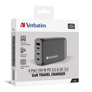 門市全新現貨‼️ Verbatim 4端口100W PD 3.0 &amp; QC 3.0 GaN旅行充電器 66967