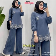 WARDA ONE SET SETELAN ONE SET SETCEL BLOUSE CELANA WANITA CASUAL JUMBO KAOS ASTER PREMIUM LD 115 CM 