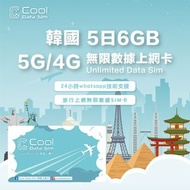 Cool Data Sim - 韓國【5日6GB】高速數據 4G/5G Sim Card 上網卡