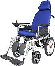 Fashionable Simplicity Electric Wheelchair With Headrest Foldable Lightweight Intelligent Adjustment For The Elderly Disabled Four-Wheeled Scooter Automatic Full Reclining Red (Blue)