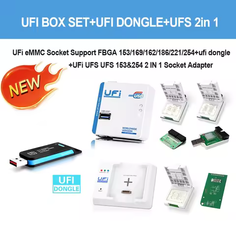New Upgrade UFI Box /UFS-Prog /UFI Dongle/UFS 2 in 1 Socket Adapter(UFS BGA 153/254)UFi Box Support 