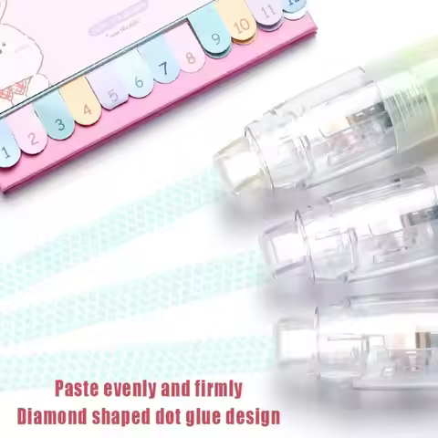 Transparent DIY Scrapbooking Glue Tape Pen Shape Press Type Dot Glue Double Sided Adhesive School Of