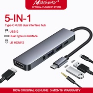 Monseau Type-C Hub 5 In 1 Mini Size Port Replicator Adapter USB*2/HDMI Laptop Docking Stations