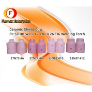 TIG Alumina Nozzle Ceramic Shield Cup 57N75 6, 57N74 8, 53N88 10, 53N87 12