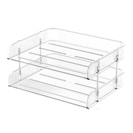 BUBLER Space Saving Clear Desktop Organizer Durable 2/3 Tier File Paper Holder Unique Design Plastic