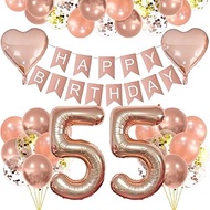 Rose Gold Balloons 55th Birthday Decoration Set,Balloons Birthday Decoration 55 Years Child,Rose Gol