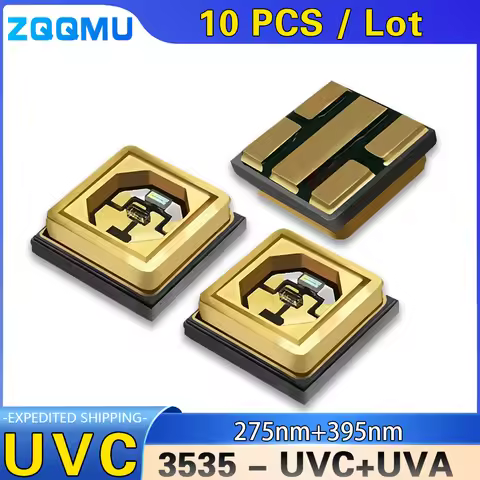10Pcs 1-3W Deep UV 3535 Germicidal Lamp 275nm+395nm UVC+UVA Dual-Band LED Ultraviolet Sterilization 
