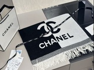 💜CHANEL  Scarf Shawl 羊絨23A拼接流蘇圍巾披肩