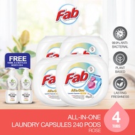 Fab All-in-One Laundry Capsules 60pcs x 4 Tubs FREE Lingerie Wash 150ml x 2 Bottles