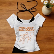 Project Hail Mary Gyaru-Inspired Kawaii Graphic Crop Top - Harajuku Fashion
