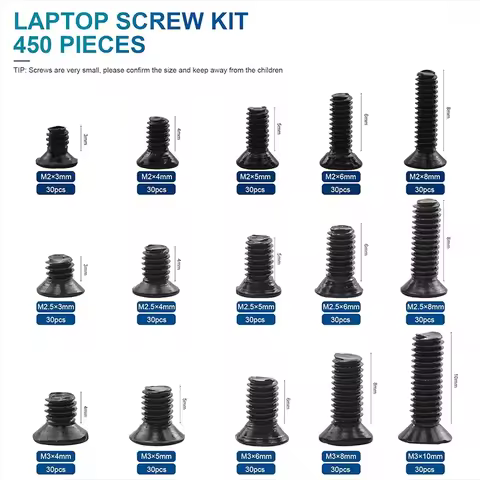 450Pcs/box Countersunk Flat Head Phillips Mini Screws Laptop Computer Screw Kit Electronic Repair Sc