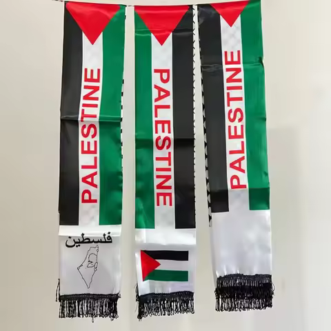 Palestine Scarf 130x14cm Palestine Print Satin Faces National Flag Palace Map Scarf Shawl