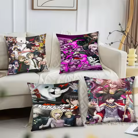Anime Game Series Danganronpa Pillow Case Square Pillow Bedroom Sofa Leisure Comfort Cushion Car Liv