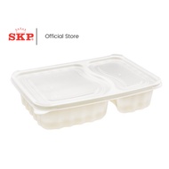 SKP Ecovue Biodegradable Wave Pattern 2 Compartment Disposable Container With Lid