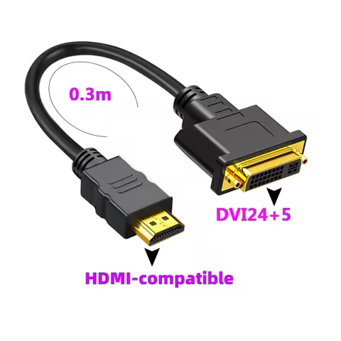 0.3M 1080P HDMI-compatible to DVI-I Dual Link Adapter Bi-Directional DVI 24+5 Pin to HD Cable for PS