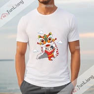 T shirt Men's Black T-shirt Printed barongsai cina Head Loose Fit Cartoon Design Identity S-5XL