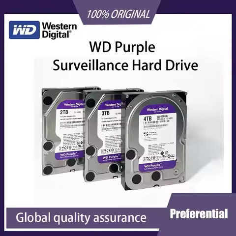 Western Digital WD Purple 1TB 2TB 3TB 4TB Monitoring Grade Mechanical Hard Drive SATA 64MB CMR Verti