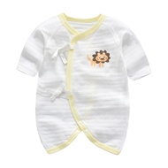JoyNa - 2件入-竹節棉新生兒連身衣 綁帶蝴蝶衣-白底獅子+隨機一件 (均碼(60cm))