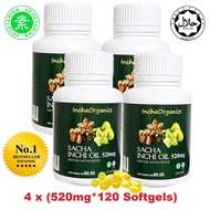 [HALAL] 素InchaOrganics Minyak 100% Organic Vegetarian Sacha Inchi Oil 2 x (520mg ×120 Capsules) DND369 Zemvelo