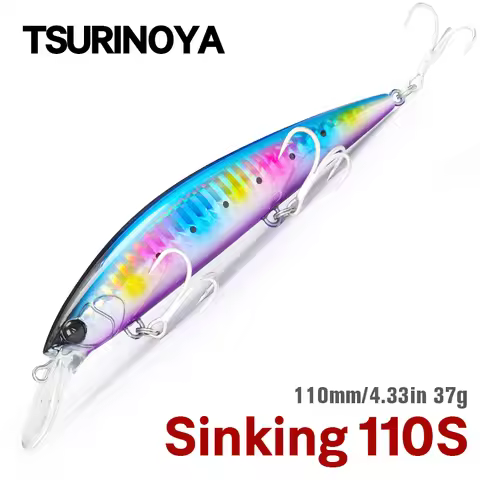 TSURINOYA 110mm 37g Sinking Minnow Max 80m Long Casting Fishing Lures Sea Fishing Artificial Hard Ba