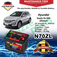 MΓΌnster Robust MF CMF N70Z | N70ZL | NX120-7L | 95D31L (75AH) Car Battery Bateri Kereta for Hyundai