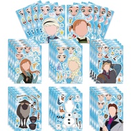 24PCS Pelekat Kartun Frozen Make-a-face 9"x6", Campuran & Padanan dengan 8 Pelekat Watak Rekaan untu