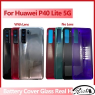 NEW For Huawei P40 Lite 5G Back Battery Cover Glass Housing Case Door Rear With Camera Lens Replacement With Adhesive With Lens