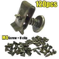 120pcs M4 Skru Motosikal Klip U Nat M4 Screw Motorcycle Cover Set Body Screw Clip Metal Fastener Car