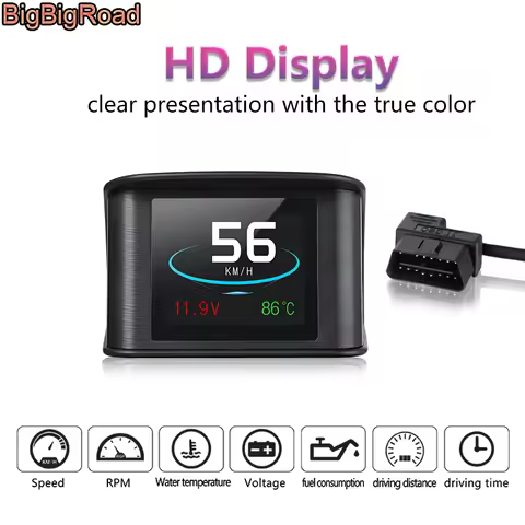 BigBigRoad Car Hud OBD 2 Speed Windscreen Projector Head Up Display For BMW 5 6 Series G30 F10 E39 X