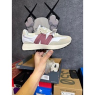 Pure Original New Balance 327 Gray Red Breathable Oxford Fabric Suede Stitching Low-Top Retro Casual