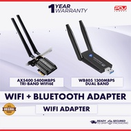 AX5400 TRI-BAND 5400MBPS WIFI6E + BLUETOOTH 5.2 PCI-E / WB805 1300MBPS DUAL BAND + BLUETOOTH 5.0 USB