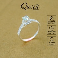 Nhẫn nữ bạc thật đính đá nhỏ cực đẹp Queen Jewelry N02