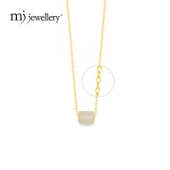 MJ Jewellery 999.9 Gold Foil Inlaid White Jade J2 with 375/9K Gold Necklace Set