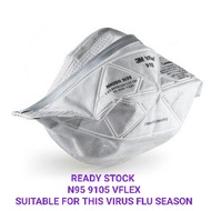 One piece, 3M N95 FACE MASK 9105 VFLEX particulate respirator against flu coronavirus