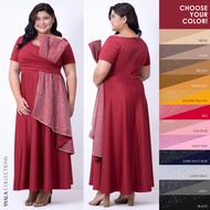 Asymmetric Glitter Bow Drape Party Plus Wedding Event Ninang Plain Red Gown Syala Collections