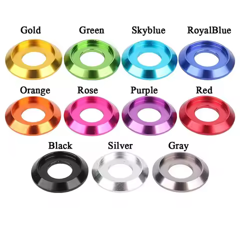 M2 M2.5 M3 M4 M5 M6 M8 Colorful Aluminium Alloy Spherical Conical Washers Gasket DIN912 DIN7991 ISO7